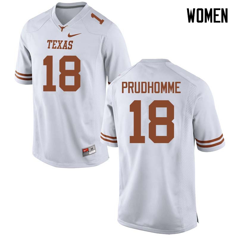 Women #18 Tremayne Prudhomme Texas Longhorns College Football Jerseys Sale-White